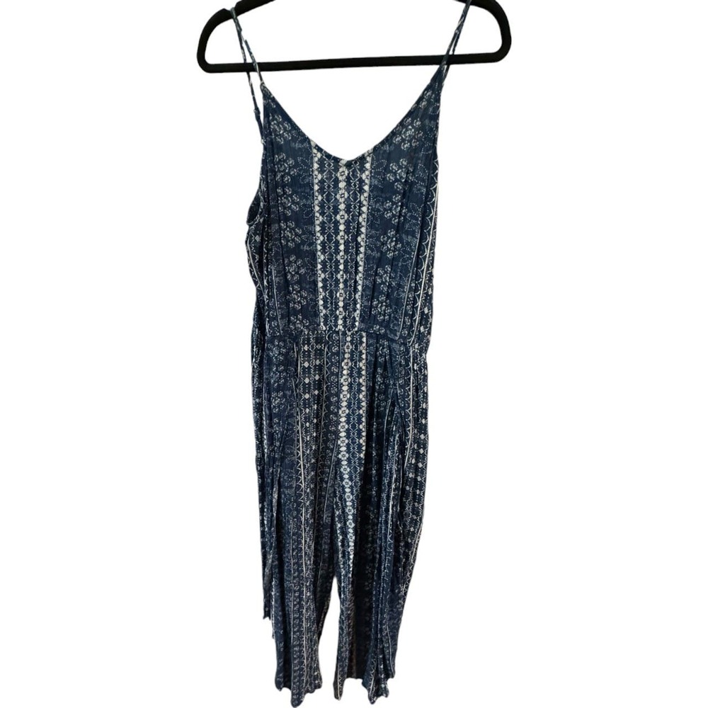 Women's Large American Rag Blue Striped Festival Wide-Leg Jumpsuit
